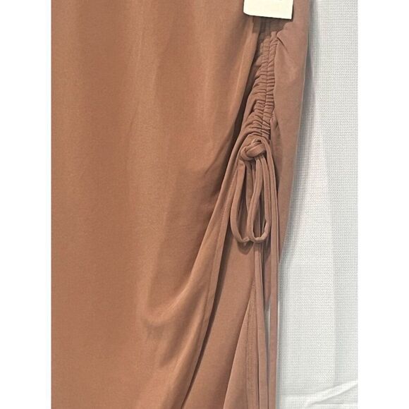 Open Edit Side Ruched Skirt In Tan Mocha, Sz. S - Picture 3 of 11